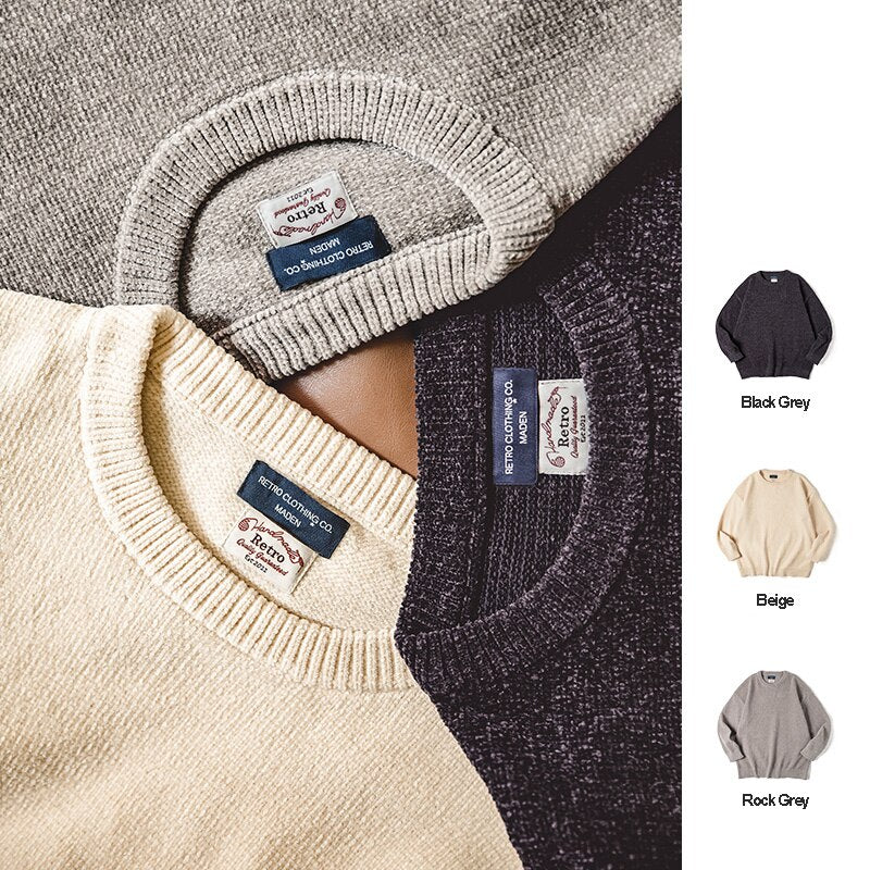 Bonsir America Style Men's Premium Chenille Sweaters Winter Autumn Fashion Casual Warm Knitwear Solid Color Simple Versatile Basic Tops