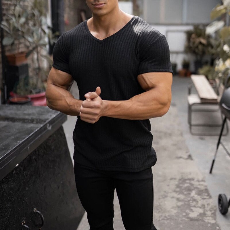 Bonsir T shirt Men Summer Gyms Bodybuilding Training T-shirt Casual Man Slim Short Sleeve Streetwear Hip-Hop Tees Tops Fitness Clothing