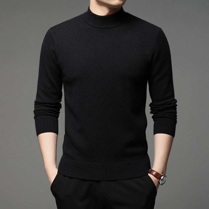 sanyamk 2022 Autumn and Winter New Men Turtleneck Pullover Sweater Fashion Solid Color Thick and Warm Bottoming Shirt Male Brand Clothes