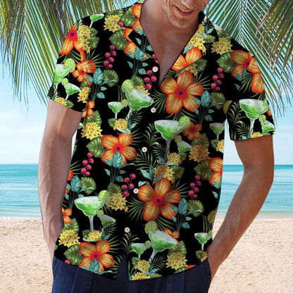 sanyamk Hawaiian Shirts Red Tropical Shirts Floral Men Dazn Tops Summer Casual Short Sleeve Button Shirt Chemise Loose Vacation Beach