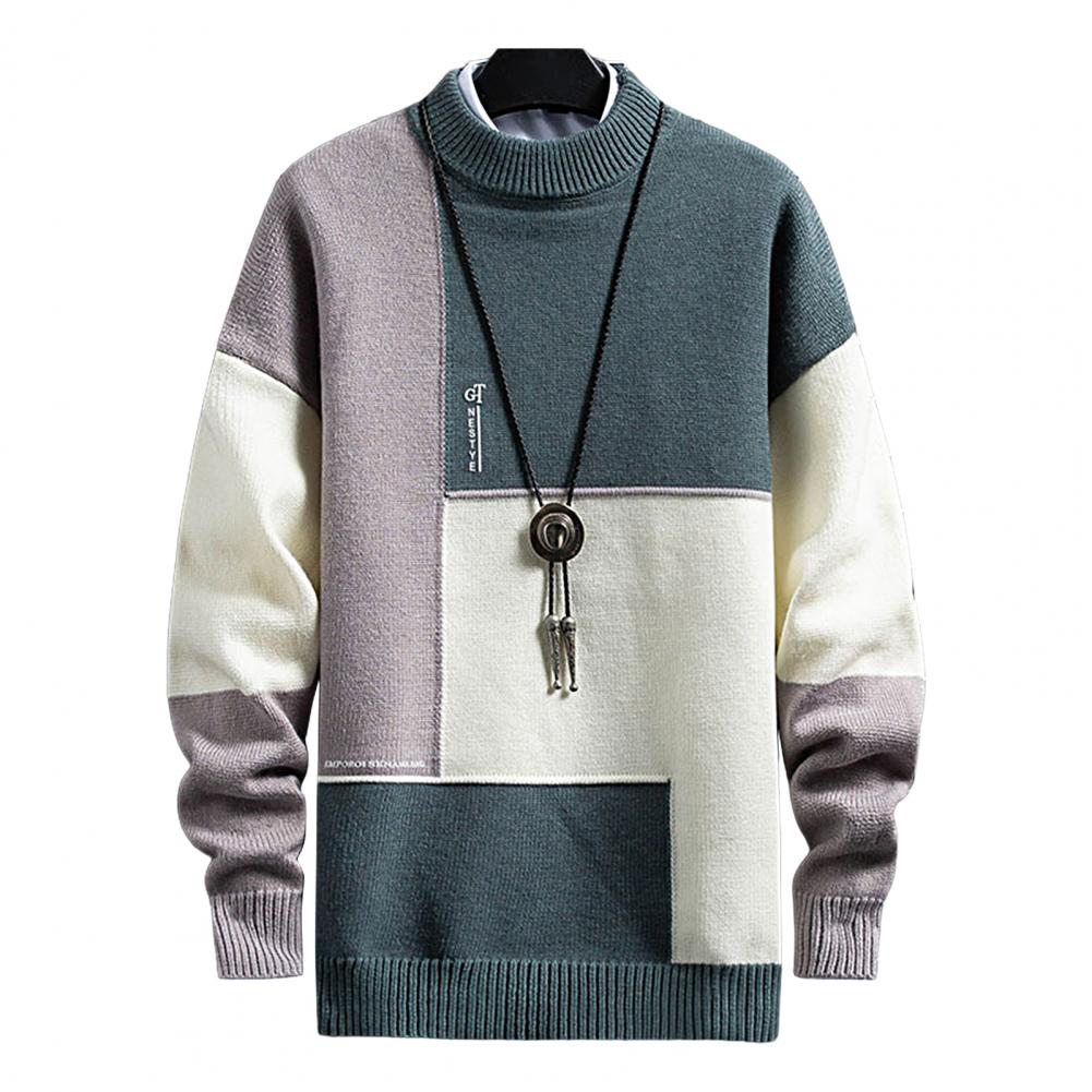 Bonsir Winter Autumn Mens Fashion Loose Sweater Thick Knitted O-neck Warmful Pullovers Casual Cozy Streetwear for Men K-pop Style