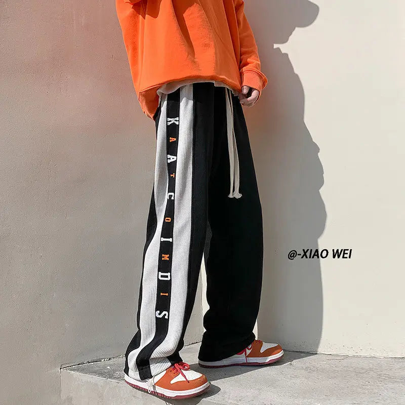 sanyamk Men's Sweatpants Hip-hop Straight Goth Trousers Man Sweat Pants Summer Korean Style Elastic Athletic Baggy Flated Casual Vintage