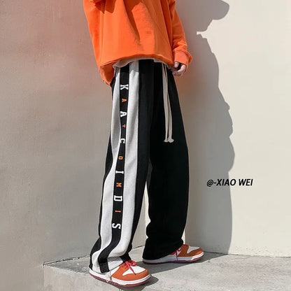 sanyamk Men's Sweatpants Hip-hop Straight Goth Trousers Man Sweat Pants Summer Korean Style Elastic Athletic Baggy Flated Casual Vintage