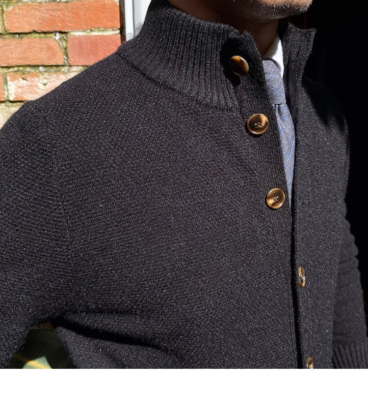 Bonsir Fall Sweater Cardigan Men Autumn Knitting Pocket Sweaters Winter Warm Coat Men Single Breasted Top Cardigan Sexy Pleated Sweater