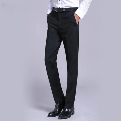 Bonsir High Waist Men's Suit Pants High Quality Autumn Thick Straight Business Work Daily Dress Formal Pants Classic Trousers A269