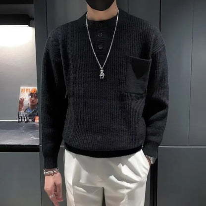 Bonsir Clothing Men Autumn Winter High Quality Knitted Sweaters/Male Fashion Slim Fit  Casual Pullover/Man Solid Color Sweater