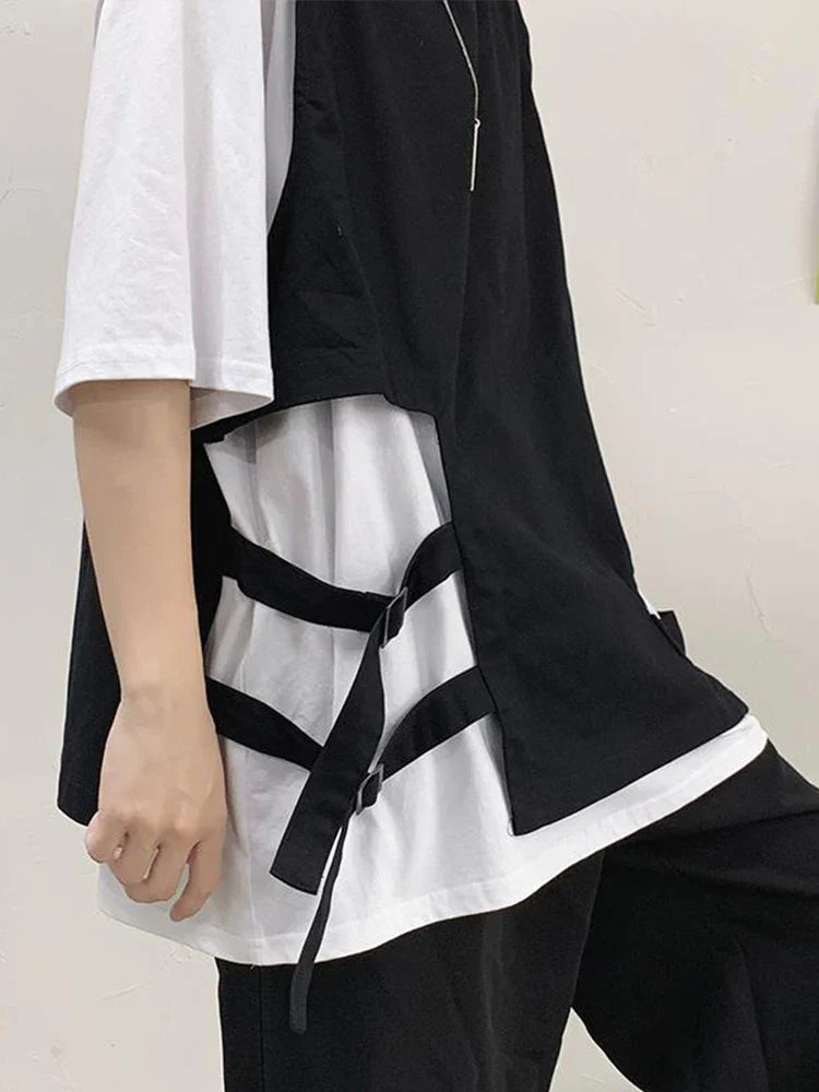 sanyamk  -  Techwear Vest Men's T-shirt with Short Sleeves T-shirts Black Sleeveless Vest Men Coat Summer Streetwear Hip Hop