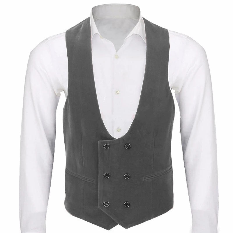 sanyamk Men's velvet double-breasted one-piece men's suit vest V-neck slim-fit fashion custom wedding vest