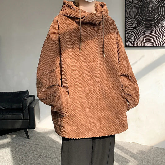 sanyamk Harajuku Corduroy Hoodies Men High Quality Streetwear Loose Y2k Hip Hop Hooded Sweatshirts Couple Clothing Female Pullovers