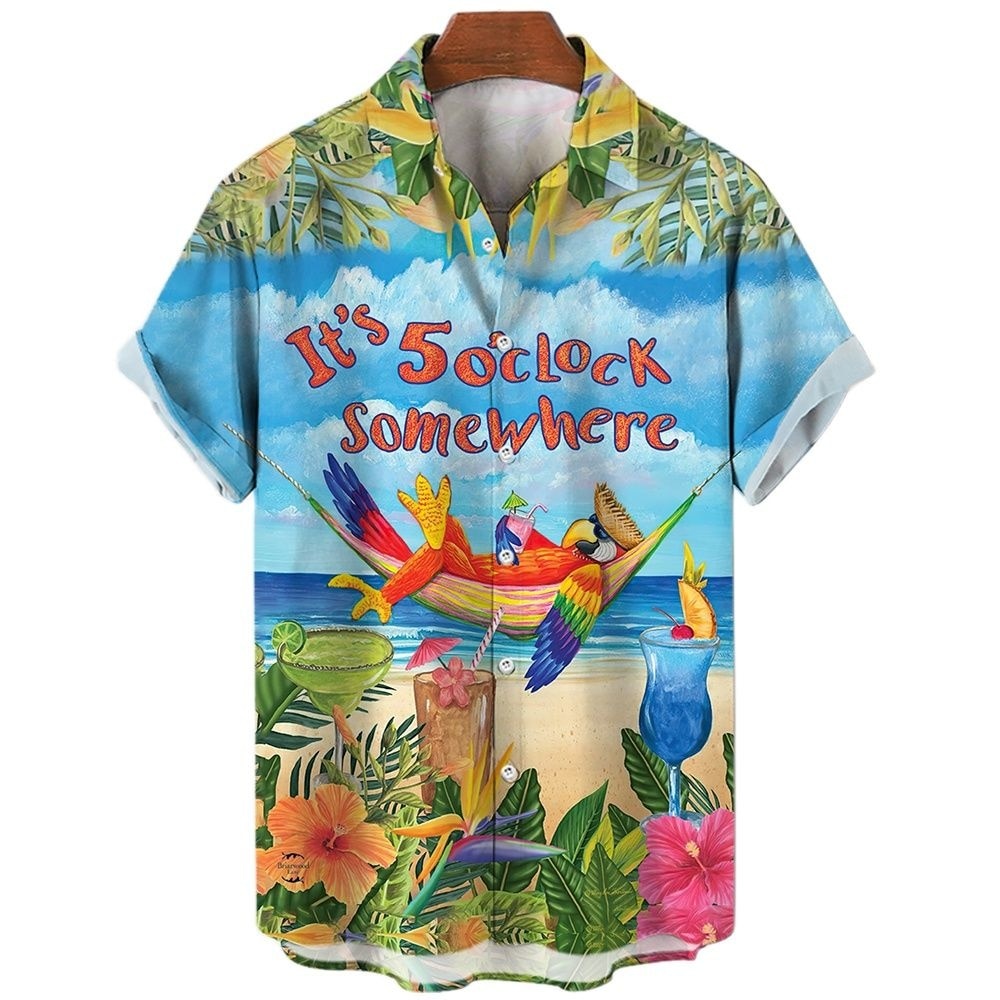 sanyamk Hawaiian Vintage Men's Shirts New Leisure Fashion Summer Holiday Beach Men Manga Street Style Social Clothing Verano Shirt S-5XL