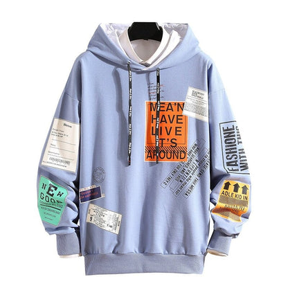 sanyamk Harajuku Print Hoodies Sweatshirt Men's Korean Hoodie Spring Autumn Fashion Mens Clothes Hip Hop Casual Hooded Streetwear Hoodie