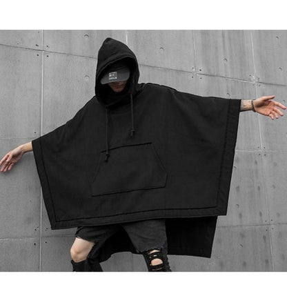 sanyamk Techwear Black Oversized Hoodies Sweatshirt Baggy Trench Coat Anorak Men Goth Punk Japanese Streetwear Hip Hop Gothic