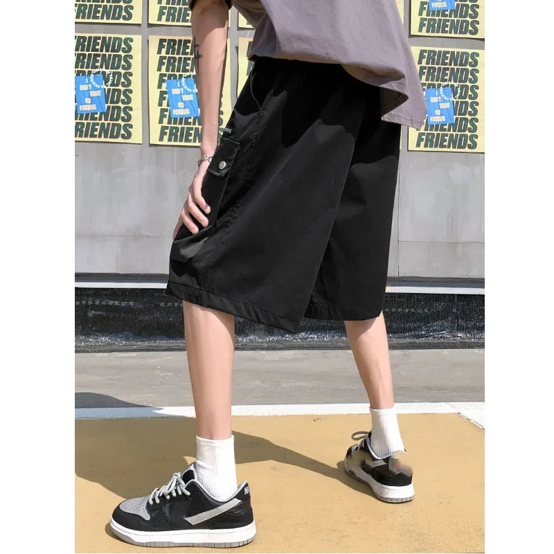 sanyamk  -  Summer Big Pockets Mens Cargo Shorts High Street Streetwear Straight Bermuda Masculina