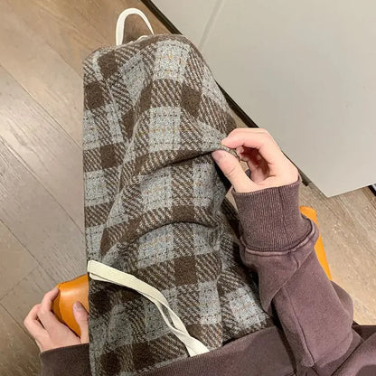 Bonsir Green Plaid Pants Men Harajuku Winter Wide Leg Checked Trousers Male Oversize Big Size Casual Sweatpants Streetwear 8XL