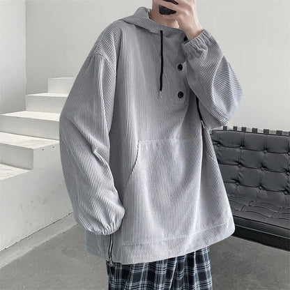 sanyamk  -   Y2k Corduroy Harajuku Hoodies Streetwear Korean Fashion Hooded Hoodie Pocket Casual Oversized Sweatshirts