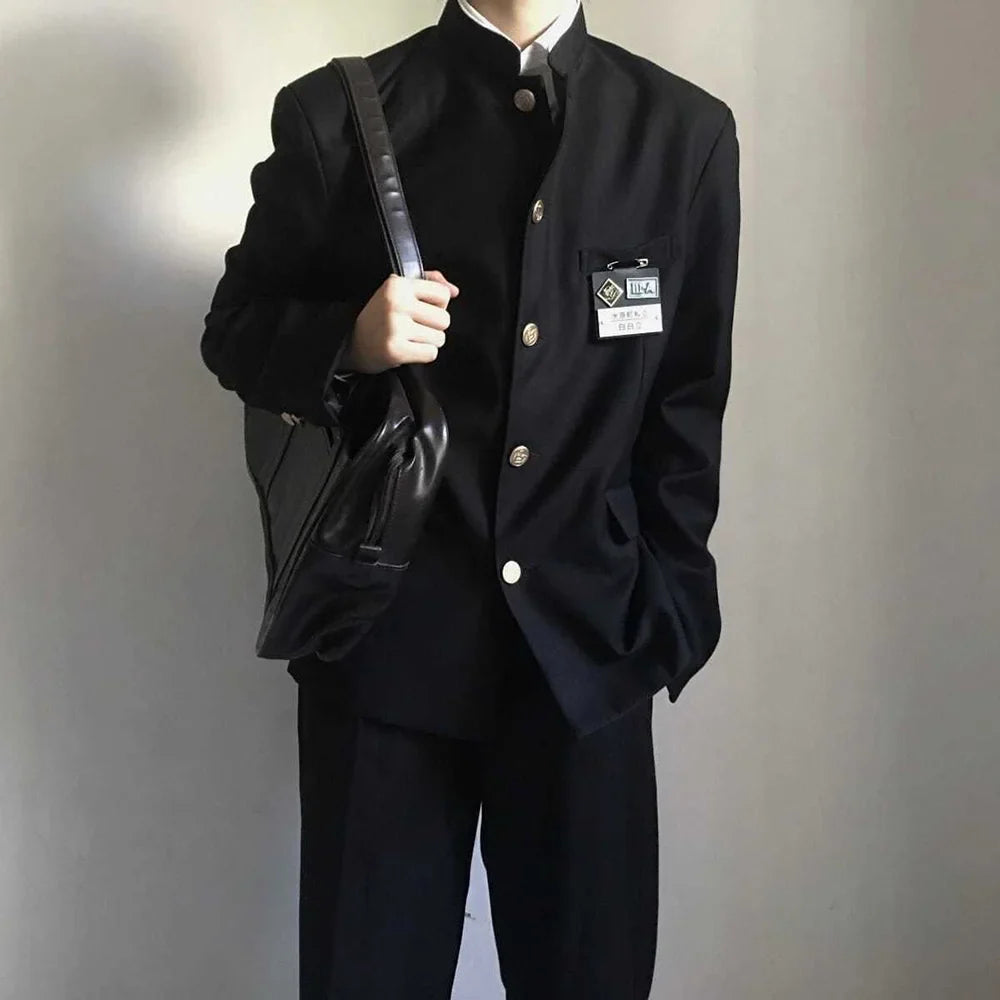 sanyamk Japanese College Uniform Jacket Stand-up Collar Suit Jacket Top Men's Spring Summer College Wind Trend Men Coat School Uniform