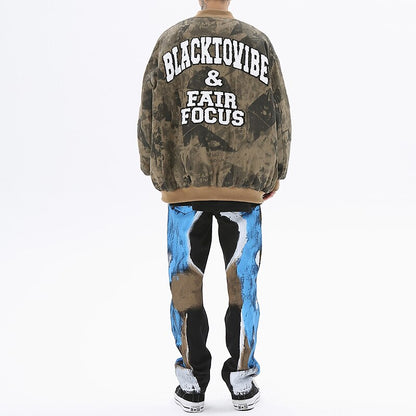 Bonsir Stand Camouflage Thick Winter Jacket Men Letter Embroidery Patchwork Loose Coat Unisex Streetwear Oversized Windbreaker Clothes