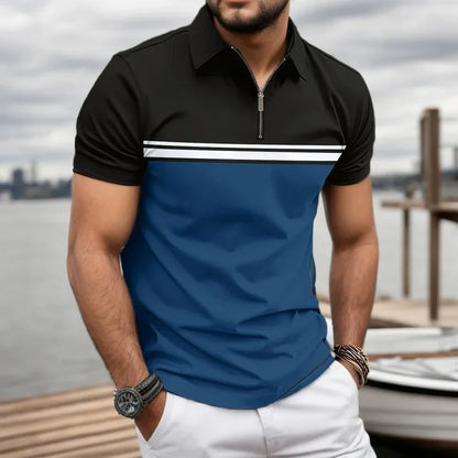 sanyamk Summer Men's Casual Short-Sleeved Polo Shirt Office Fashion Rowan Collar T-Shirt Men's Breathable Polo-Shirt Men's Clothing