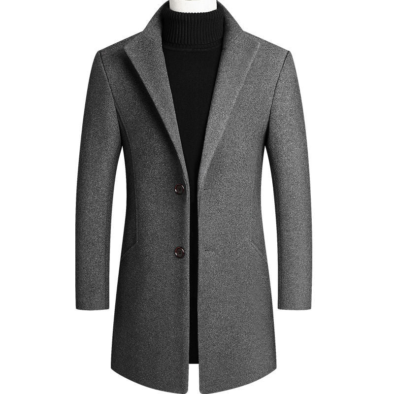 Men Long Trench Coats Cashmere Wool Blends Winter Jackets New Male Warm Long Coats Male Business Casual Trench Coats Size 4XL