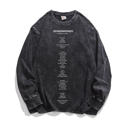 sanyamk Letter Graphic Men's Long Sleeve T-shirt Vintage Fashion Casual Loose Pullovers New Hip Hop Male Tops Clothing