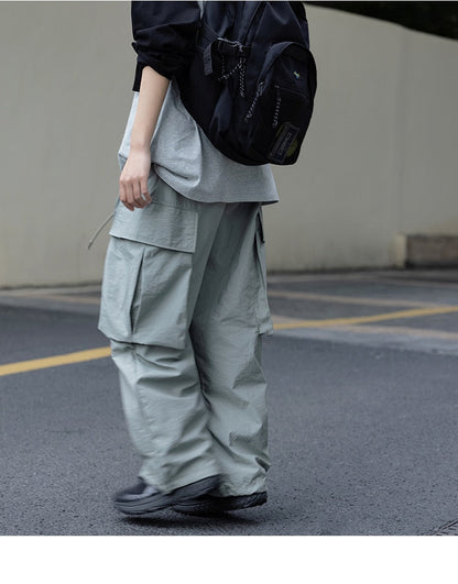 sanyamk Summer Oversized Cargo Pants Men Fashion Pocket Casual Pants Mens Japanese Streetwear Loose Hip Hop Straight Pants Mens Trousers