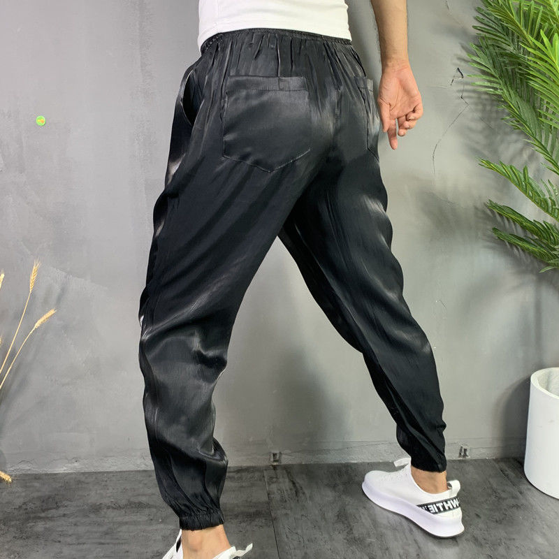 Bonsir Fashion Men's Harem Pants Summer Thin Sweatpants Ins Wind Bright Side Reflective Hip-hop Trousers Streetwear Man Clothiong 5XL