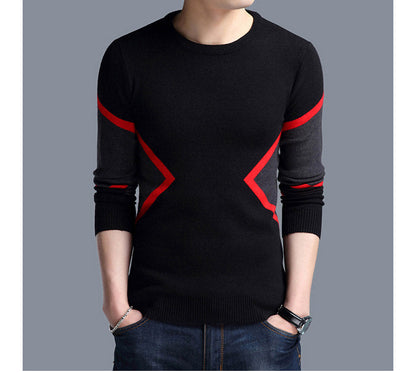 sanyamk Knitted Men's Sweater 2022 Autumn Winter Fashion Brand Clothing Slim Fit Contrast Color Men Pullover Korean Base Shirt Classic