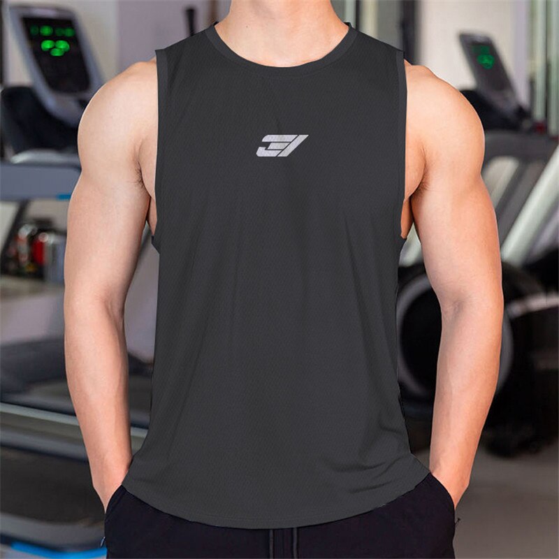 sanyamk Men Bodybuilding Tight Running Tank Tops Summer Jogger Workout Sleeveless Gyms shirt Men Sports Vest Fitness Brand Male Clothing