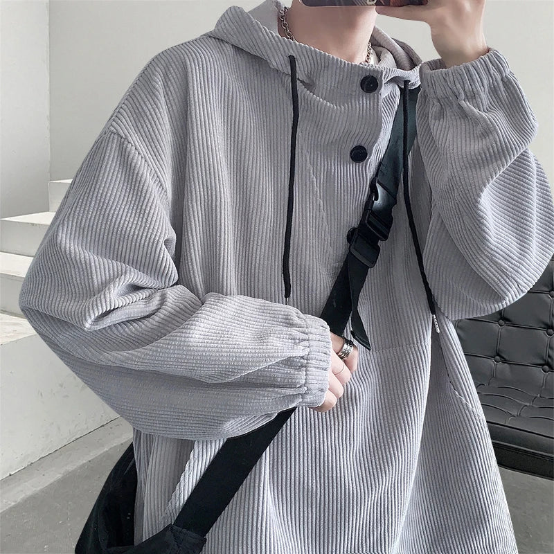 sanyamk  -   Y2k Corduroy Harajuku Hoodies Streetwear Korean Fashion Hooded Hoodie Pocket Casual Oversized Sweatshirts