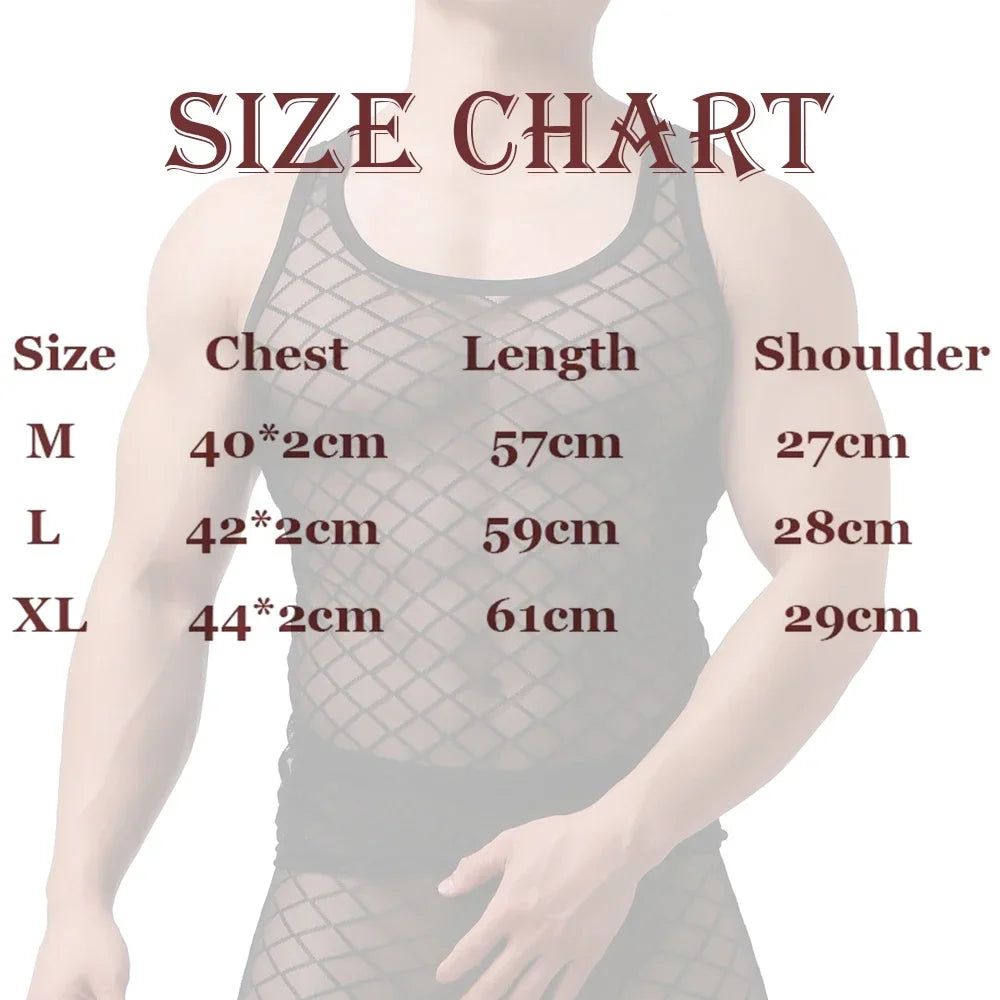 sanyamk Men Summer Sexy Transparent See-through Sexy Vest Sleeveless Shirts Gym Sports Tanks Tops Man Solid Color See Through Undershirt