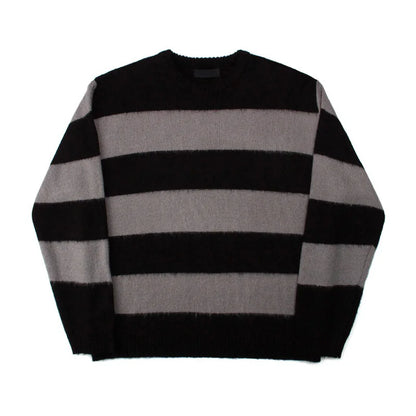 Bonsir Striped Sweaters Men Autumn Korean Style Loose Slouchy Harajuku Long Sleeve Knitwear All-match High Street Males Pullovers Daily