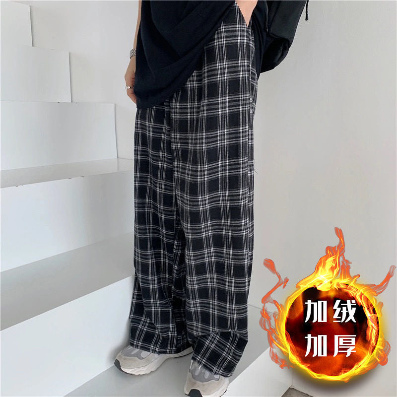 sanyamk Summer/Winter Plaid Pants Men S-3XL Casual Straight Trousers for Male/Female Harajuku Hip-hop Pants