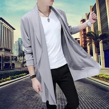 sanyamk Men Casual Long Windbreaker Hooded Cape 2024 New Autumn Genderless Fashion Punk Hip Hop Cardigan Street Cloak Trench Coat Unisex
