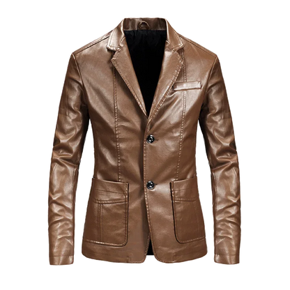 sanyamk Spring Autumn Men's Fashion Casual Motorcycle Leather Coat / Male Slim Fit Solid Colour Single Breasted Pu Suit Jacket