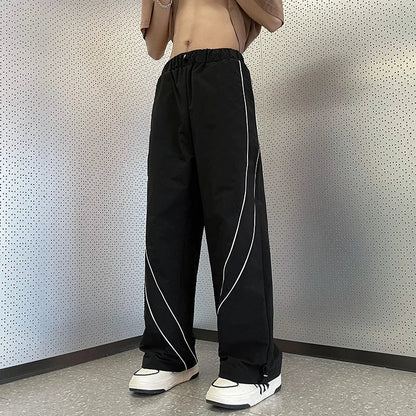 Bonsir Pants Men Chic Autumn Streetwear Full Length Loose Hip Hop Ins Korean Style Holiday Sporty Stylish Simple Pure Cozy Handsome New