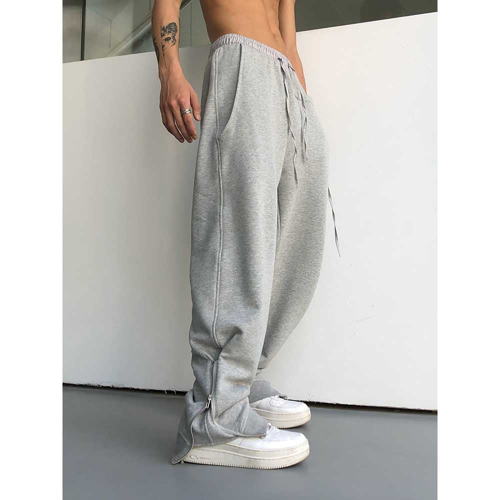 Bonsir New Fashion Leg Zipper Joggers Men Casual Loose Baggy Sweatpants Cotton Overalls Streetwear Hiphop Harem Track Pants Clothing