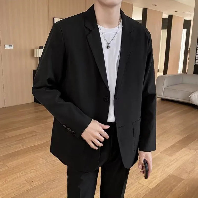 sanyamk Shoulder Padded Blazer Men Slim Fit Fashion Social Mens Dress Jacket Korean Casual Suit Jacket Mens Office Formal Jackets Coat