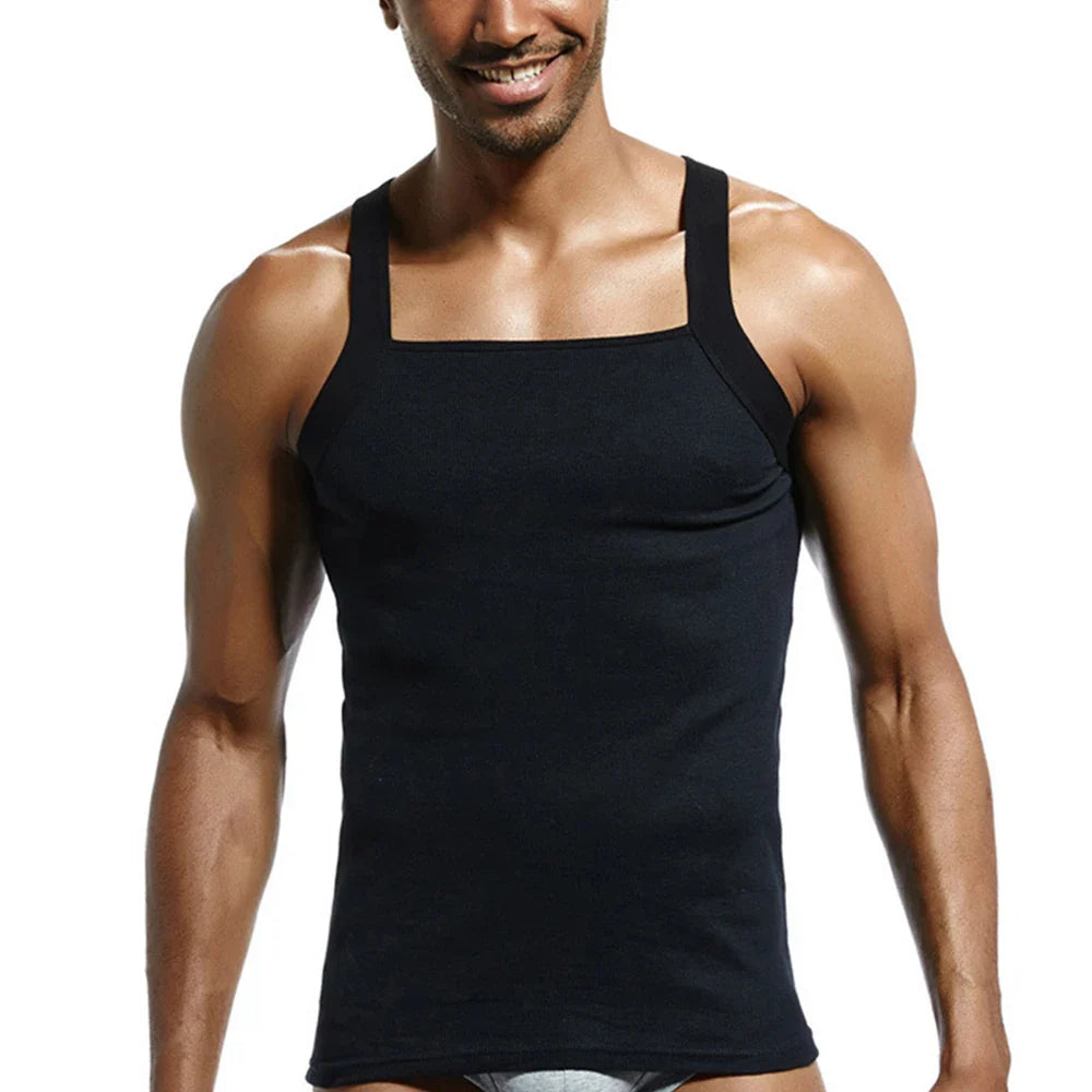 sanyamk Mens Undershirt Plain Heavy Weigh Tank Tops Sleeveless Male Bodyshaper  Square Cut Sports Muscle Gym Wrestling Fitness T-Shirts