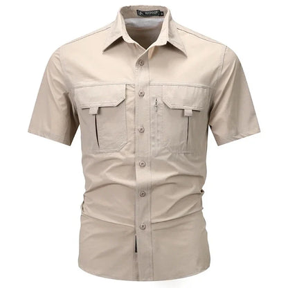 sanyamk Summer Men Short Sleeve Shirt Men Breathable Tactical Work Shirt Tops Outdoor Casual Quick Dry Multi-pocket Camping Cargo Shirts