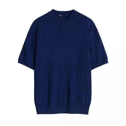 sanyamk  -  Streetwear New Trendy Mens Knit Pullovers Casual O Neck Short Sleeve Slim Knitted T-shirts Men Summer Vintage T Shirt Knitwear