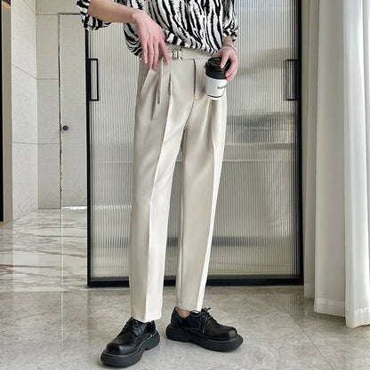 sanyamk New Spring Autumn Fashion Man Classic Slim Straight Long Suit Trousers Male Solid Color Men Smart Casual Business Pants 2XL