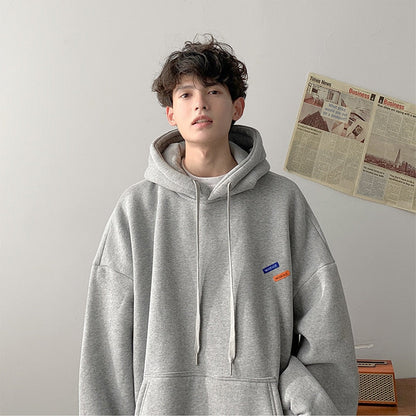 Bonsir Spring Autumn City Boy Hoodie Men's Casual Vintage Tide Brand Loose Hoodie Top Black Navy Blue Green Gray
