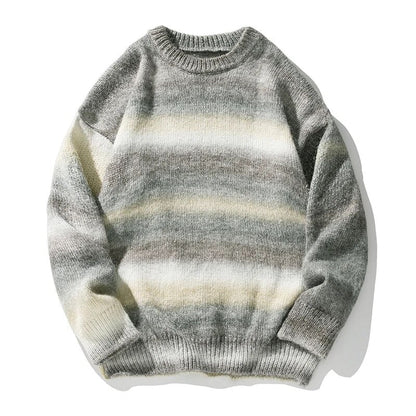 Bonsir Autumn Knitted Sweater Men Color Stripe Jumper Fashion Korean Causal Pullovers Knitwear Clothing Tops Male Female Plus Size