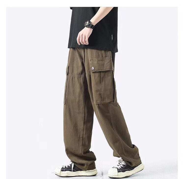 sanyamk Men's Loose Fashion Trend Large Pocket Casual Pants Japanese Style Retro Trousers 3 Color Sweatpants Plus Size S-3XL