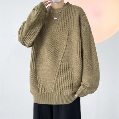 sanyamk  -  Vintage Style Men's Sweaters Knitted Twist Long Sleeve Pullovers Outwear Fashion Oversize Streetwear Jumper for Man Plus Size