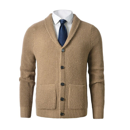 Bonsir High Quality Men's Cardigan Sweater Slim Fit Knitted Ted Button Up Wool Sweater with Pockets Autumn Winter Kitting Sweatercoat