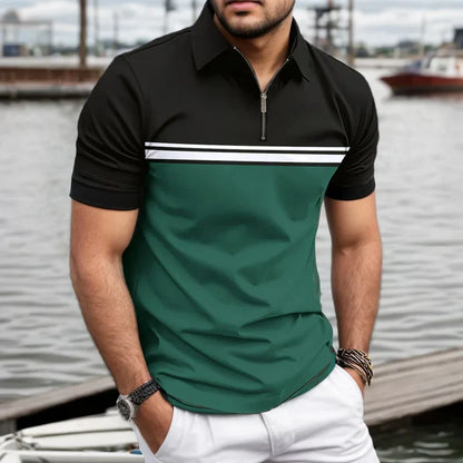 sanyamk Summer Men's Casual Short-Sleeved Polo Shirt Office Fashion Rowan Collar T-Shirt Men's Breathable Polo-Shirt Men's Clothing