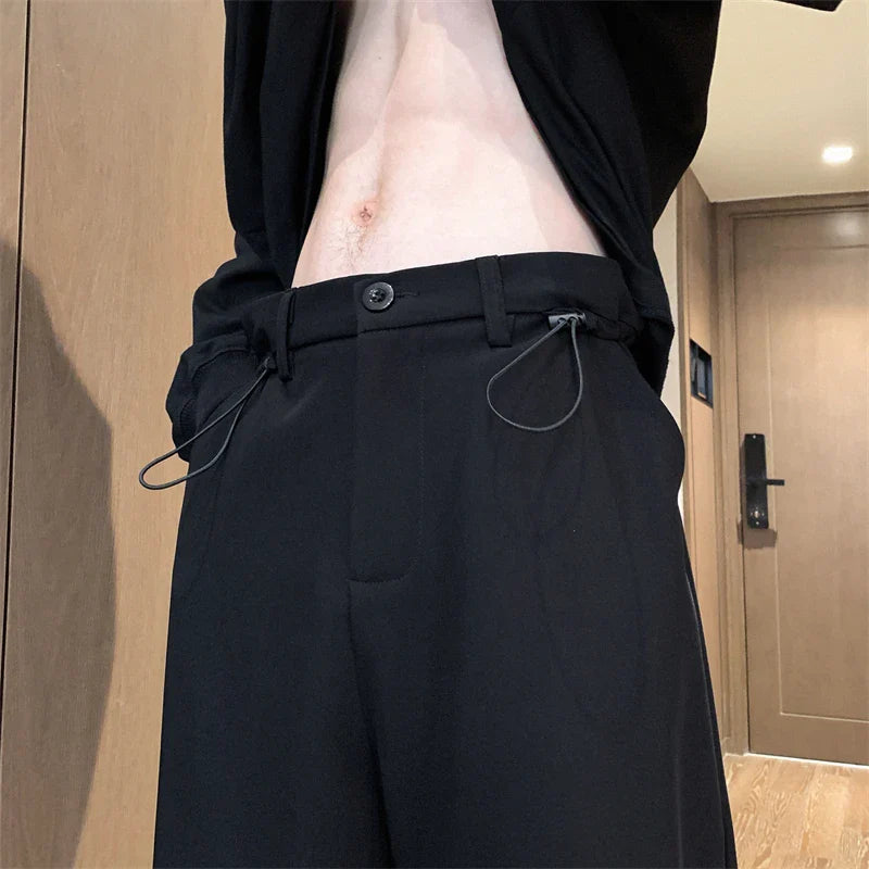 Bonsir Luxury Men Casual Suit Pants Drappy Oversized Trousers Male Drawstring Large Size Wide Leg Parachute Pants Fashion Streetwear