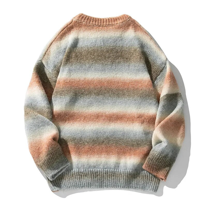 Bonsir Autumn Knitted Sweater Men Color Stripe Jumper Fashion Korean Causal Pullovers Knitwear Clothing Tops Male Female Plus Size