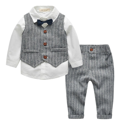 sanyamk Boy Suit Dress Long Sleeve Shirt Vest Trousers Gentleman Bow Tie Gentleman Suit Four Piece Set Of Boy Treasure